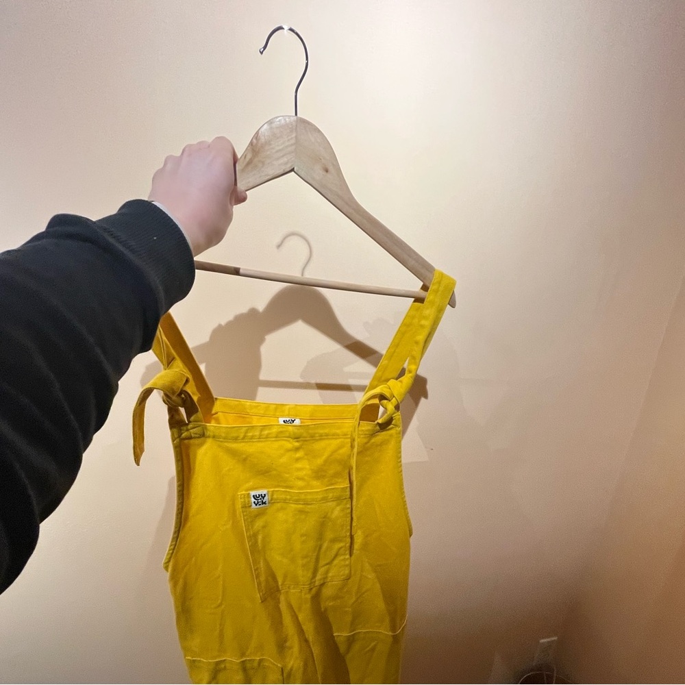 Lucy and Yak yellow dungarees.